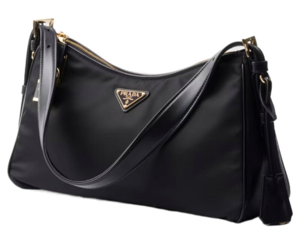 NEW PRADA LARGE AIMEE RE NYLON SAFFIANO BLACK SHOULDER BAG AUTHENTIC!